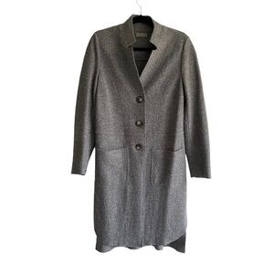 MARIA BELLENTANI Italy Wool Button Front Long Cardigan Sweater Coat Grey S